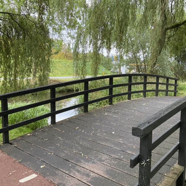 Houten leuningconstructie brug